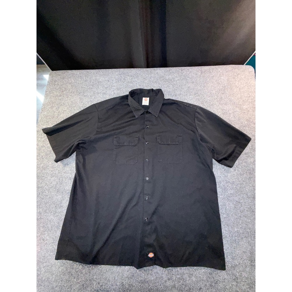Dickies Mens 3XT Black Short Sleeve Button Down Work Shirt 2 Pocket Twill Tall